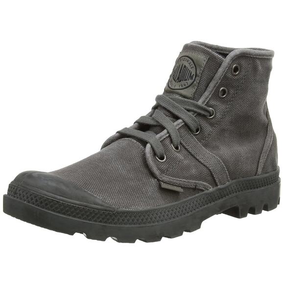 Palladium Pallabrouse High Top Cotton Canvas Boots Lace Up Metal Black 11 - Picture 1 of 7